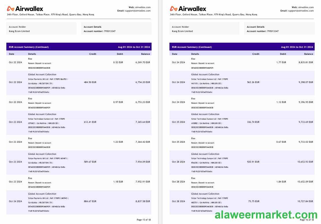 Hong Kong Airwallex Limited account statement, 18 pages 8